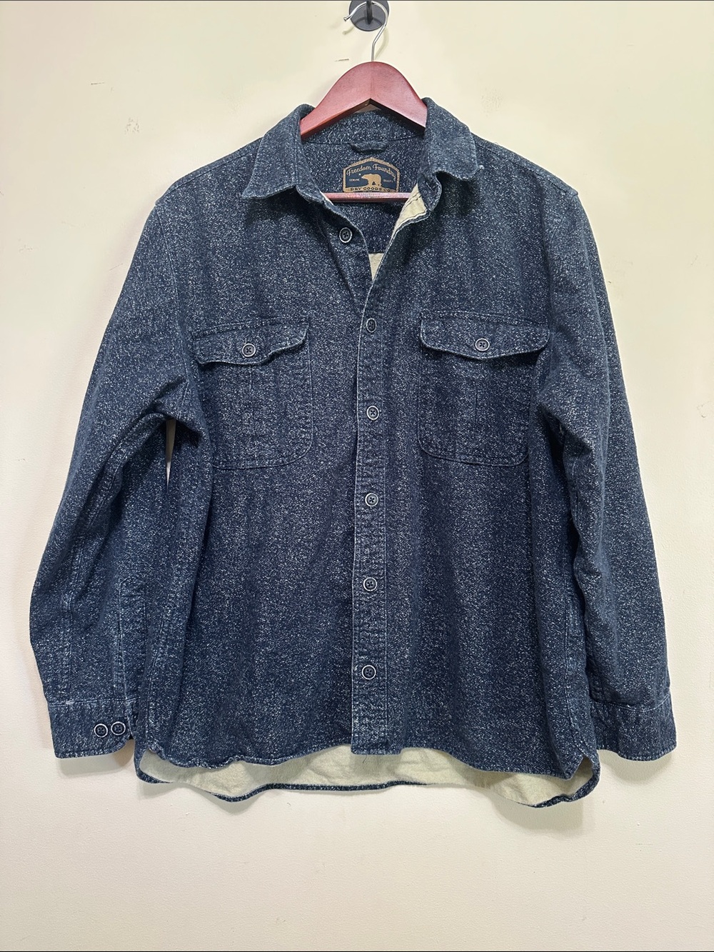 Men's Dark Blue Lightweight Shirt Jacket with Sherpa Lining